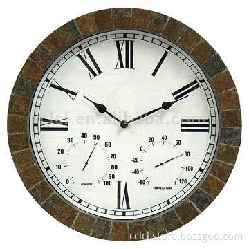 15&quot; Slate Wall Weather Station Clock
